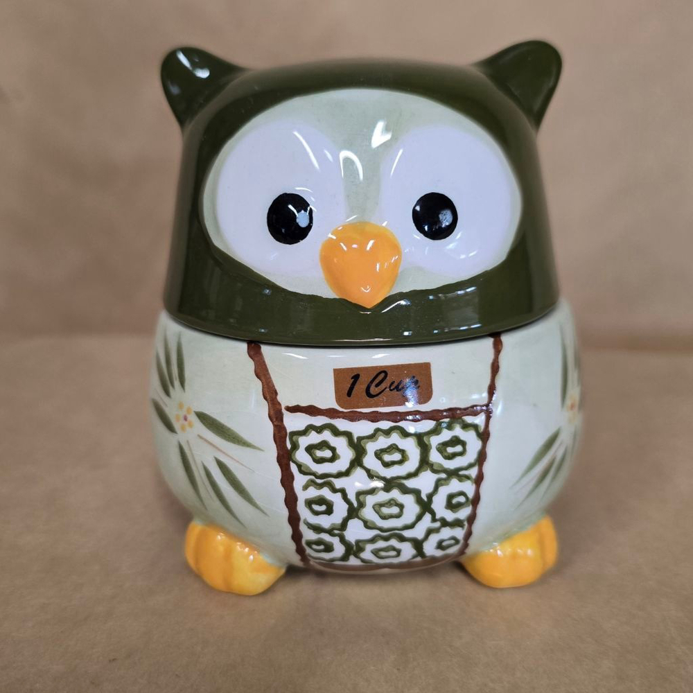 Owl Ceramic Measuring Cups, Nesting 1 Cup 1/2 1/3 1/4 Cute Kitchen Decor crazing